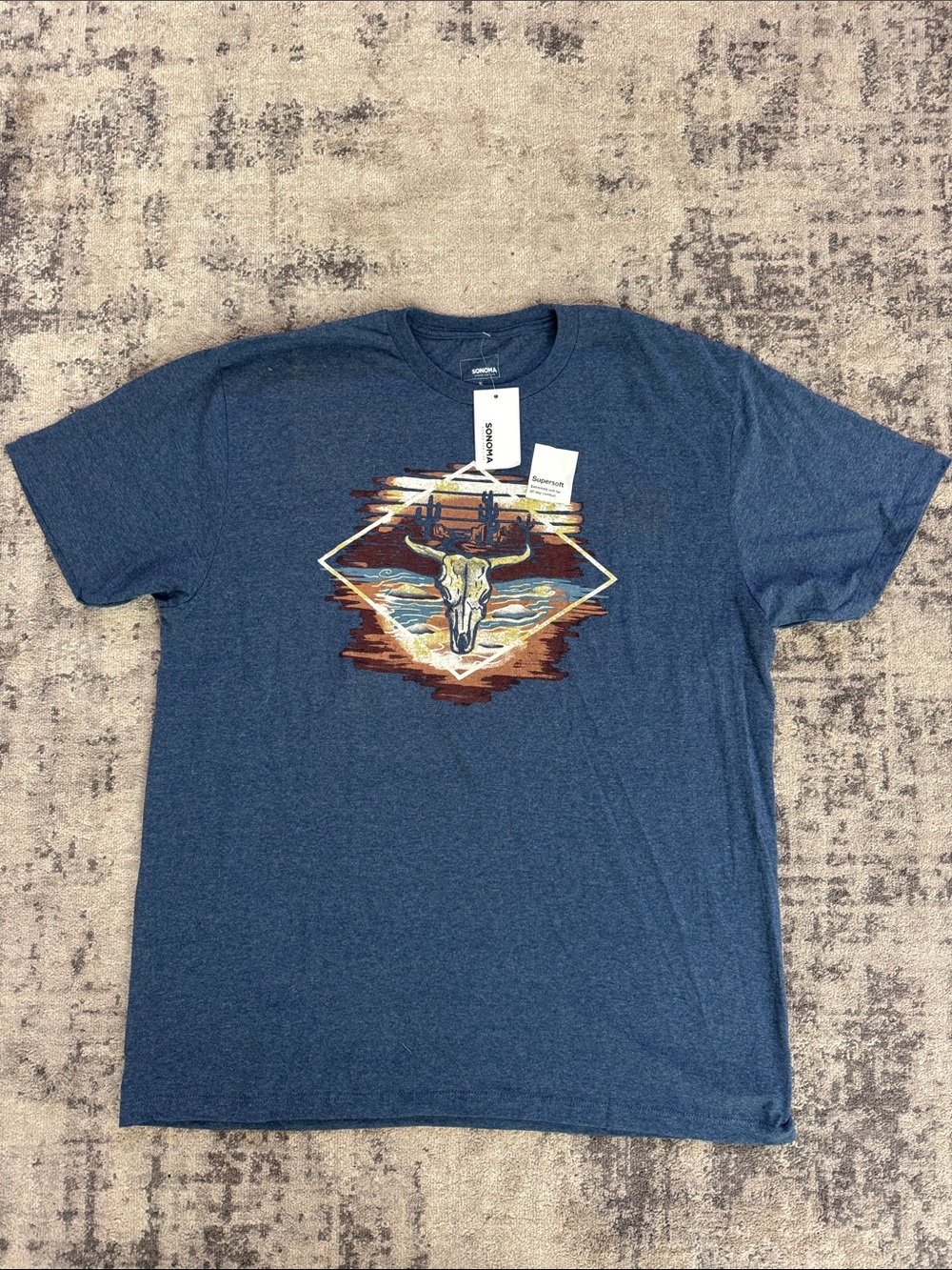 Men's Sonoma Supersoft Graphic Crew Neck T-Shirt with Desert Skull Print
